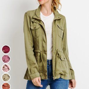 Women's Utility Jacket, Olive Green Size L…